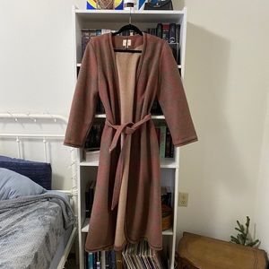 J. Jill Pink and Tan Wool Trench Coat